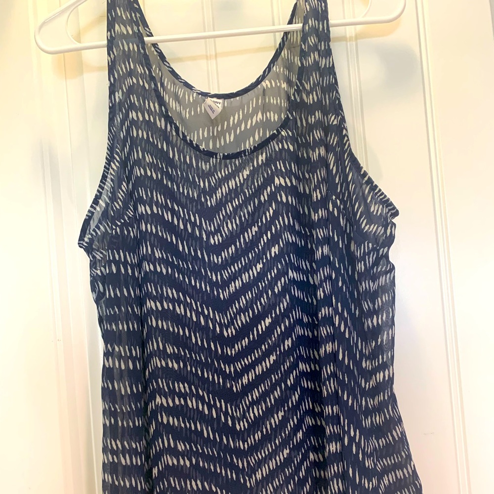 🔥2/$10🔥 Old Navy XL navy blue/white/gray sheer sleeveless top